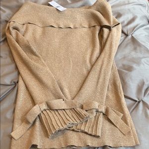 Off the shoulder tannish gold sweater